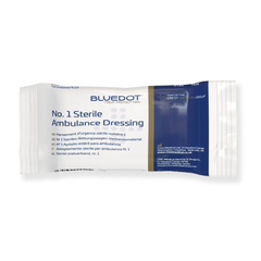 Blue Dot Flow Wrapped Sterile No1 Ambulance Dressing 120mm x 100mm