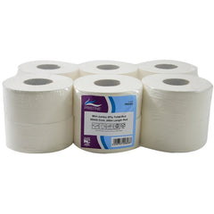 PRISTINE Mini Jumbo 2Ply Toilet Roll White 60MM Core 200M