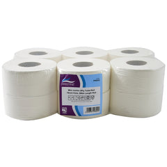 PRISTINE Mini Jumbo 2Ply Toilet Roll White 76MM Core 200M