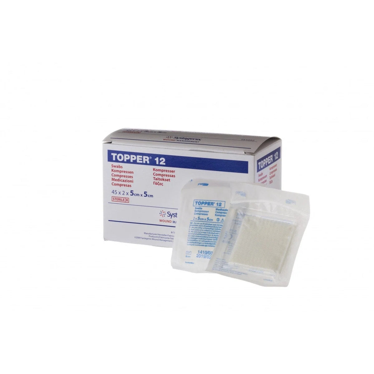 &J Topper 12 Gauze Swabs: 5 x 5cm Pack of 45