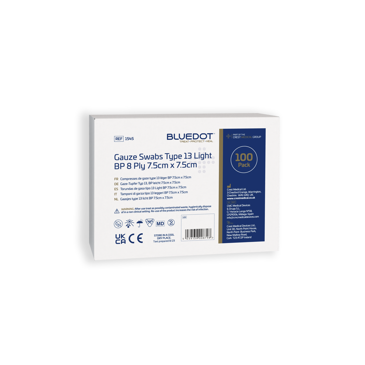 Blue Dot 7.5cm x 7.5cm Non-Sterile Gauze Swabs (Pack 100)