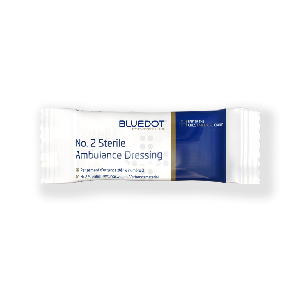 Blue Dot Flow Wrapped Sterile No2 Ambulance Dressing 200mm x 150mm