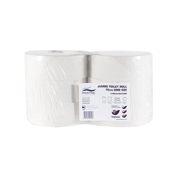 PRISTINE Maxi Jumbo 2Ply Toilet Roll 76MM Core 400M