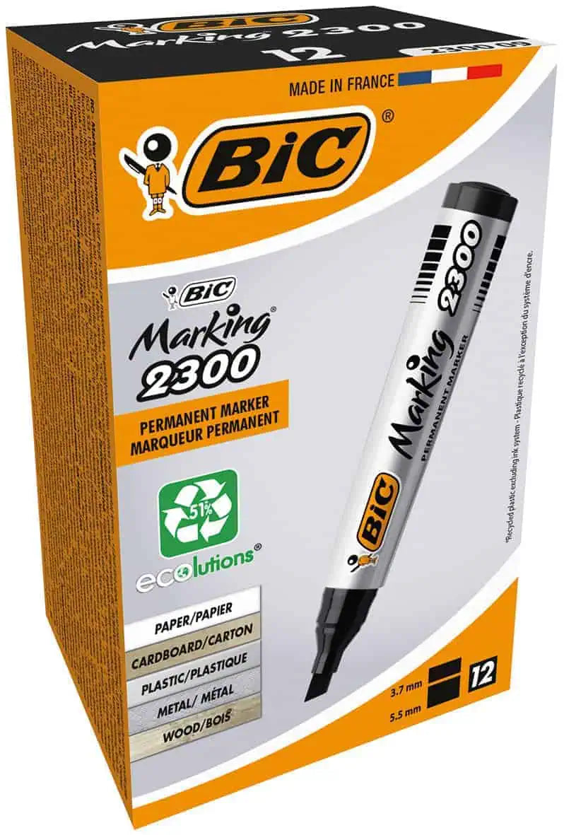 Bic Permanent Chisel Tip 2300 Markers Black