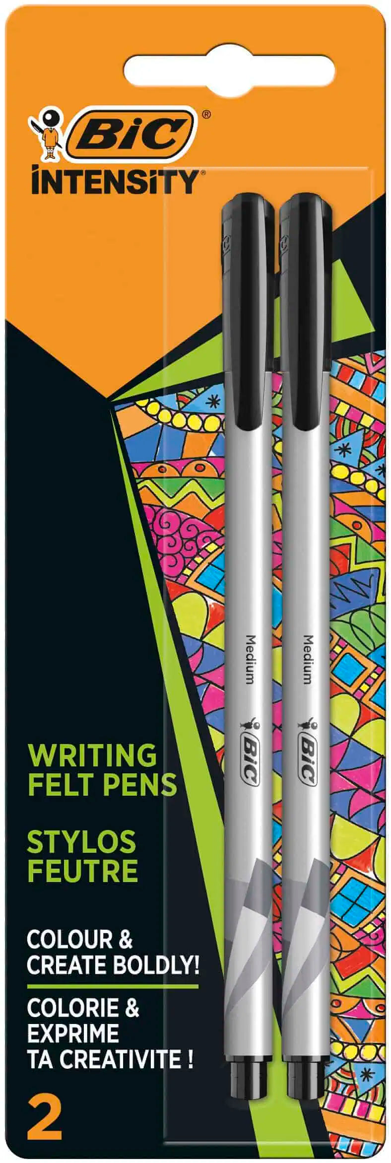 Bic Intensity Felt Pens Black 2 Pack