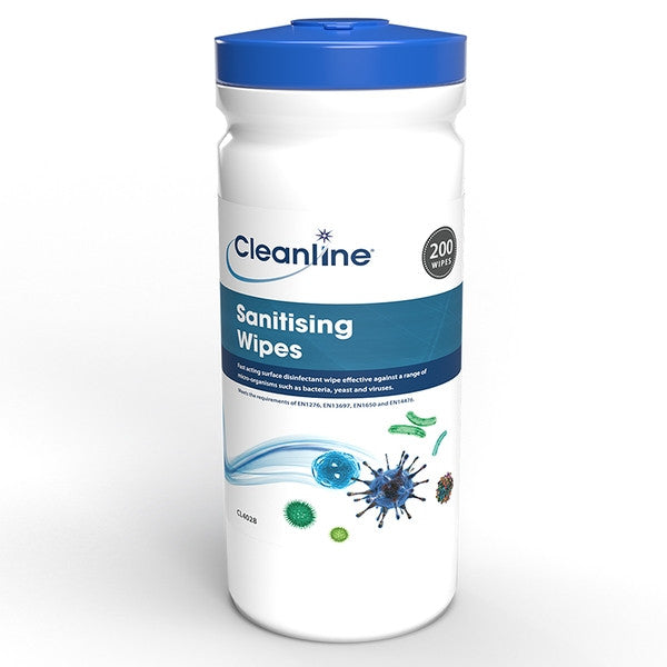 Cleanline Sanitising Wipes Tub 200