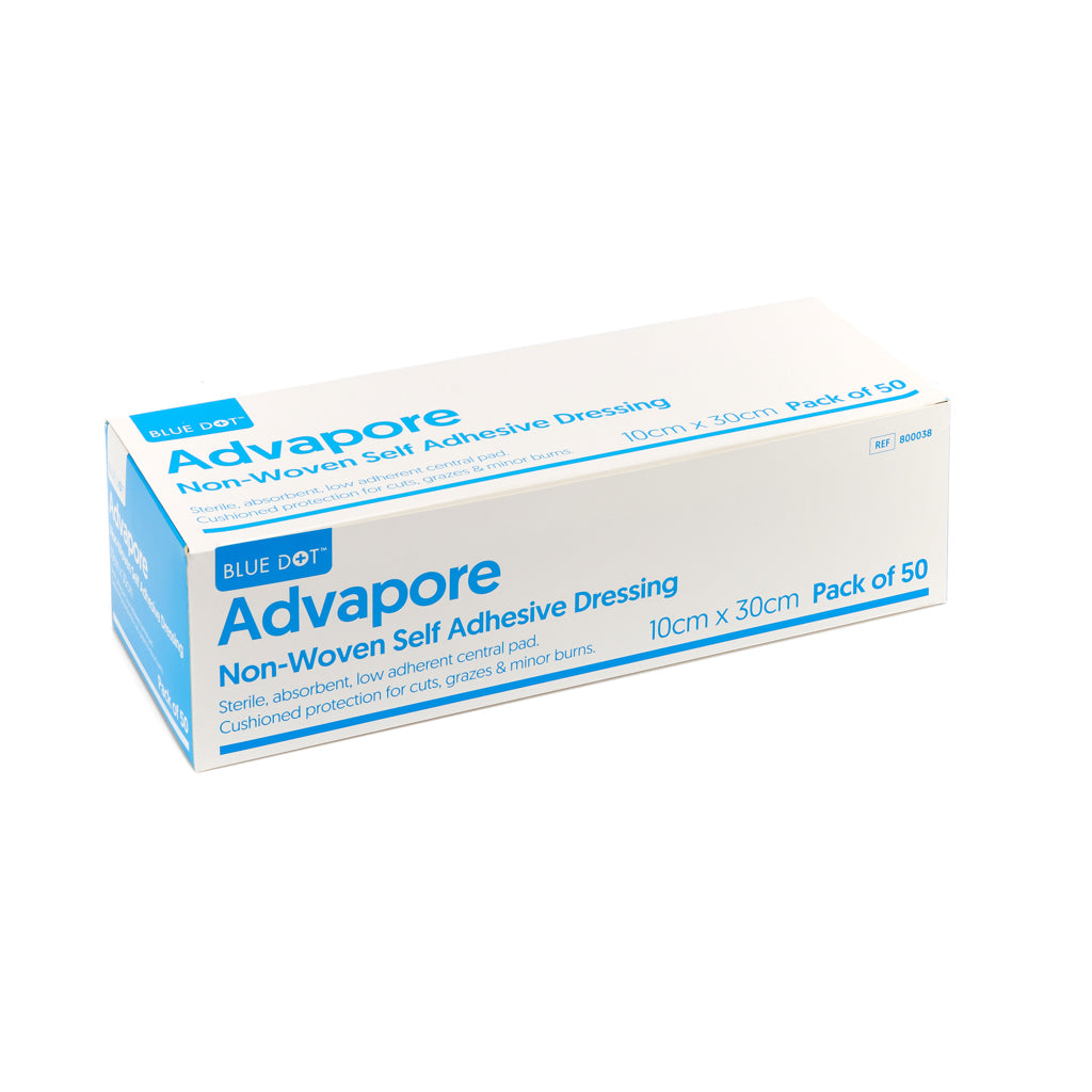Advapore Non-Woven Fabric Adhesive Wound Dressing 10cm x 30cm (Box 50)