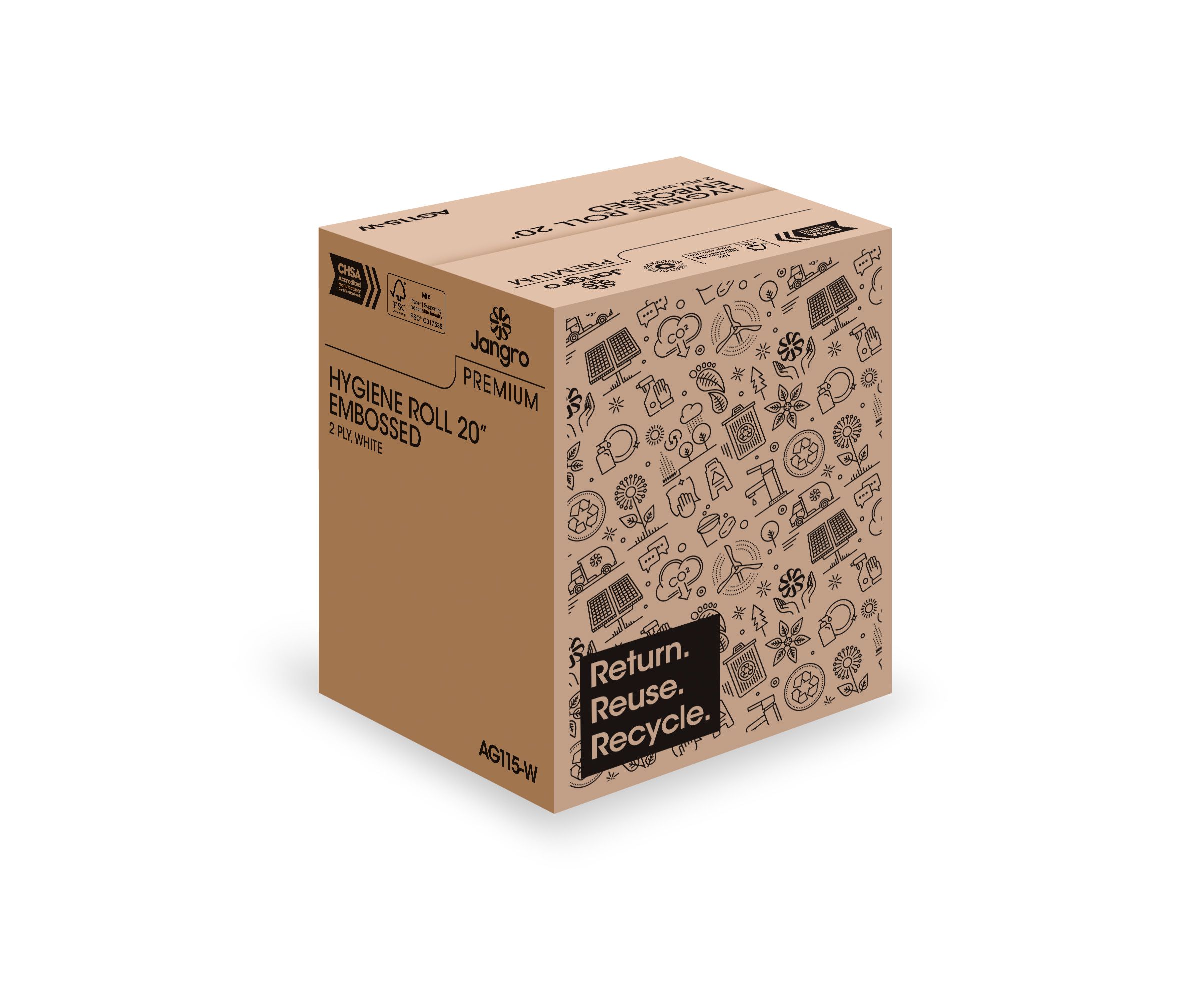 Jangro Premium 2 Ply Couch Roll - 20" - White