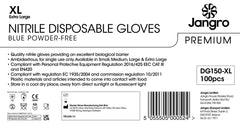 Jangro Premium Nitrile Disposable Powder Free Gloves - XL - Blue
