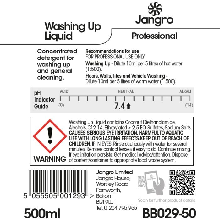 Jangro Professional Washing Up Liquid - 500ml