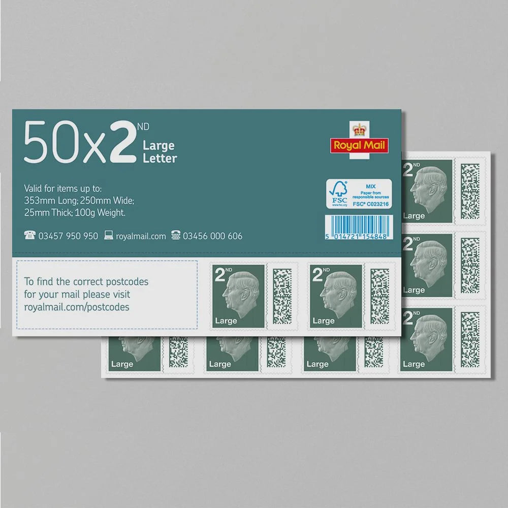 50 x 2nd Class Large Letter Stamp Sheet